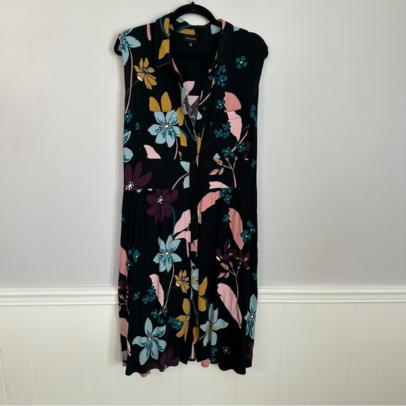 Who What Wear Women’s Sleeveless Button Front Black Floral Dress Sz 2X GUC - Picture 2 of 9